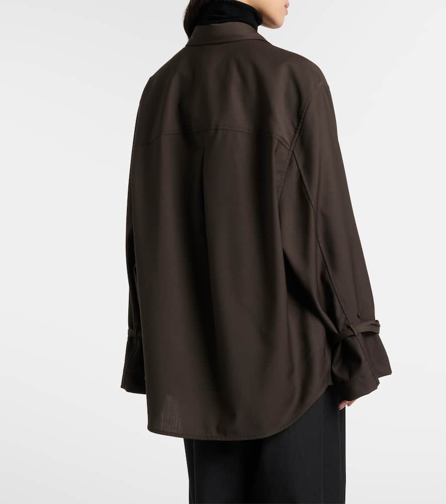 Totême Oversized Wool Shirt In Brown