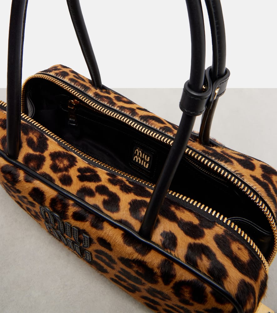 Miu Miu Leopard-print Calf Hair Shoulder Bag In Brown