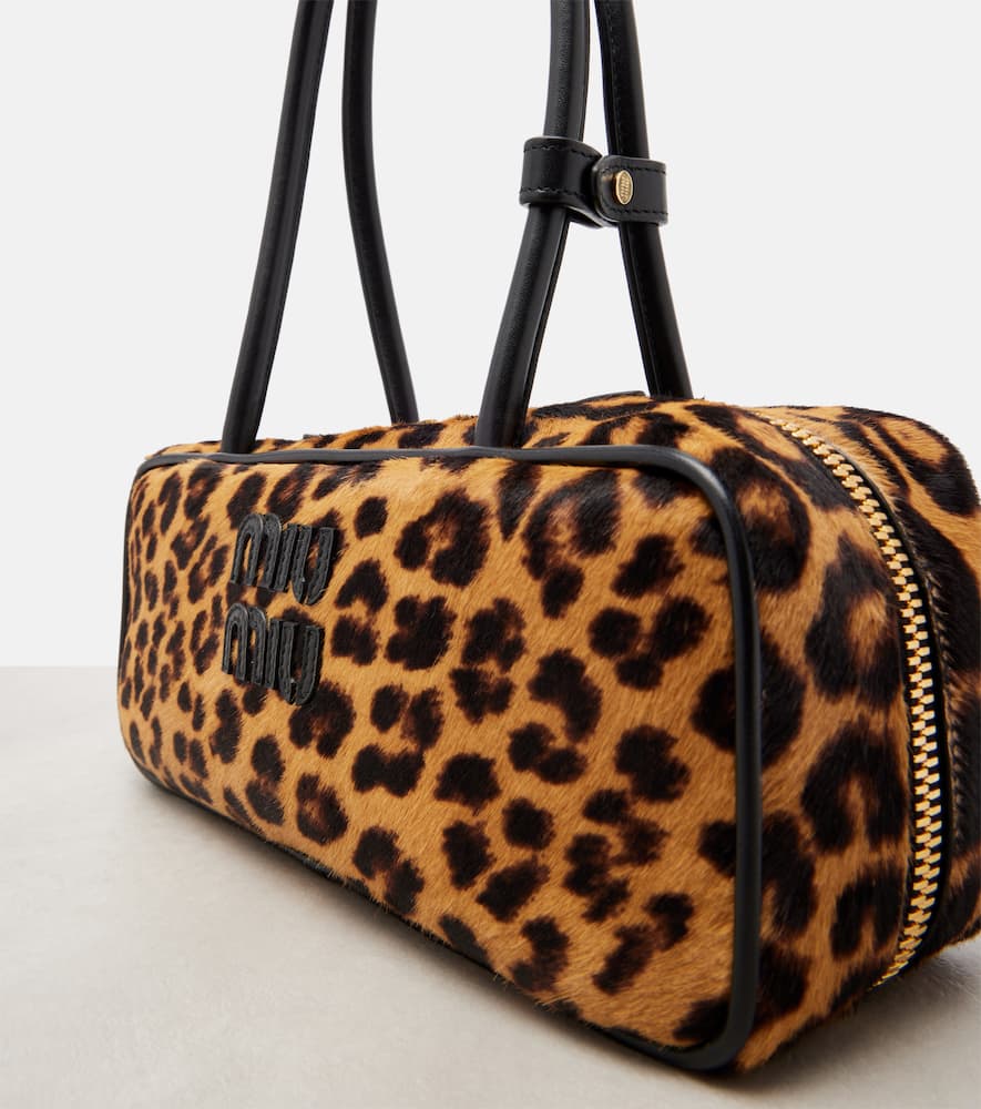 Miu Miu Leopard-print Calf Hair Shoulder Bag In Brown