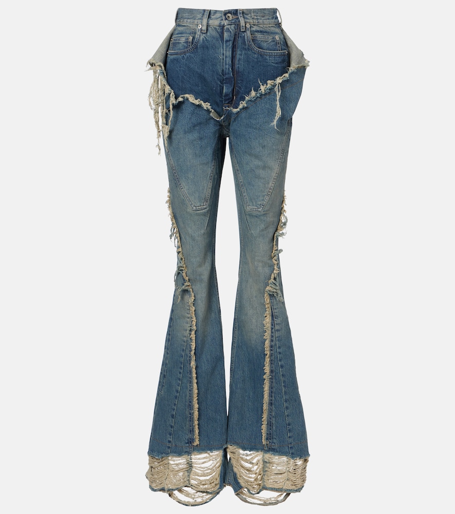 Rick Owens Silvered distressed flared jeans