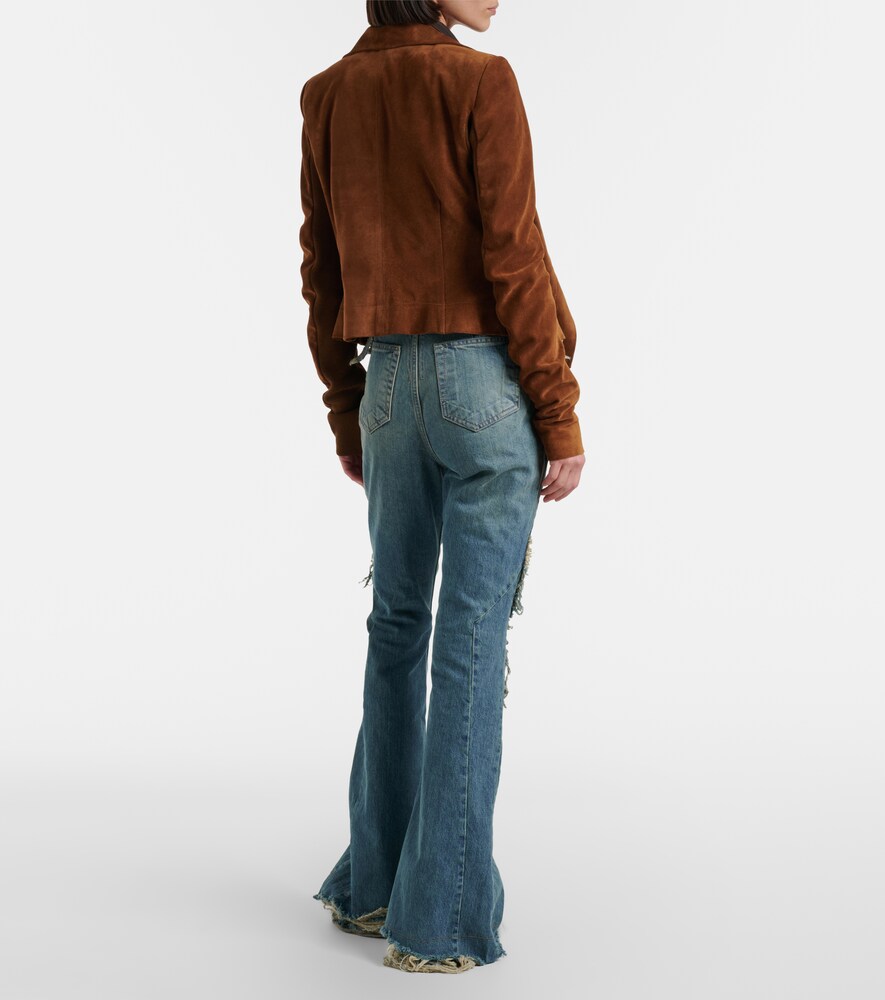 Silvered Distressed Flared Jeans