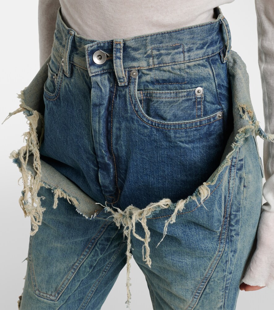 Silvered Distressed Flared Jeans