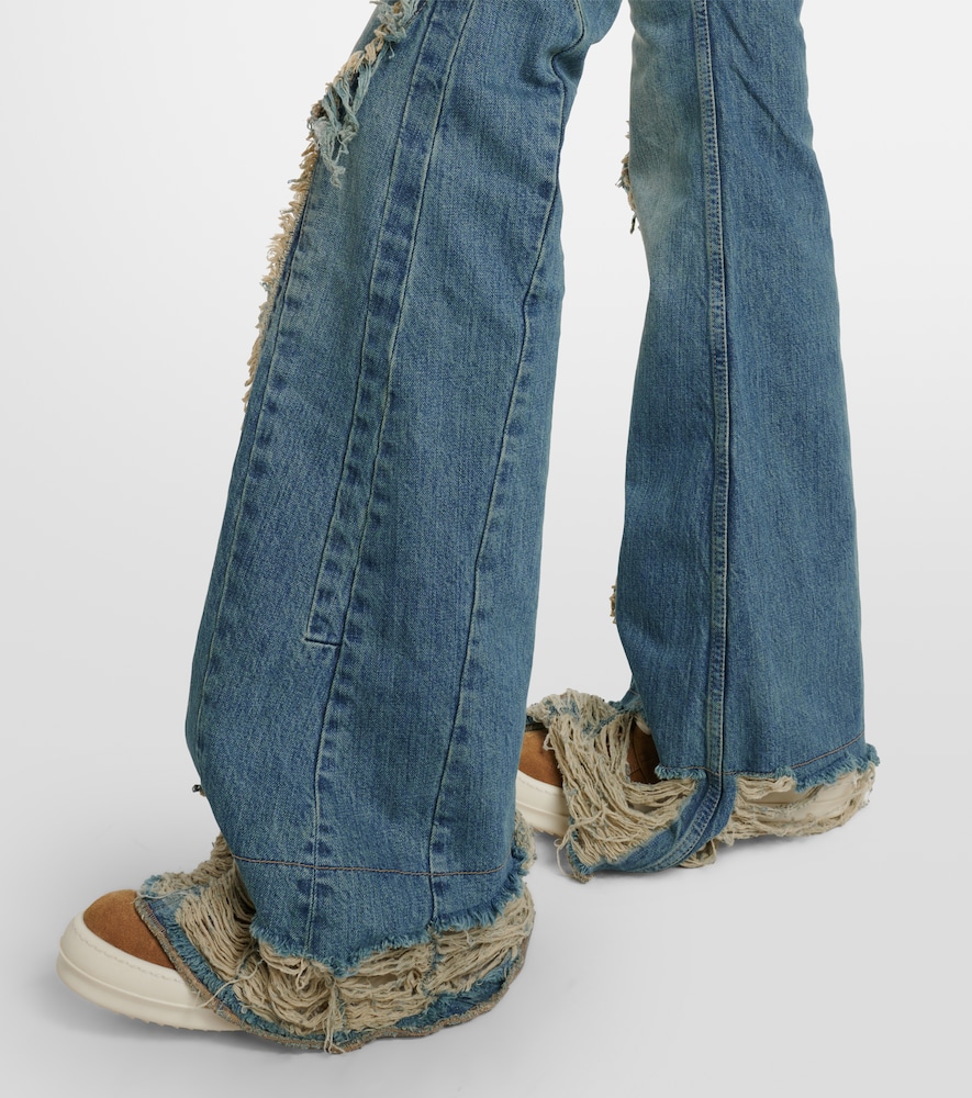 Silvered Distressed Flared Jeans