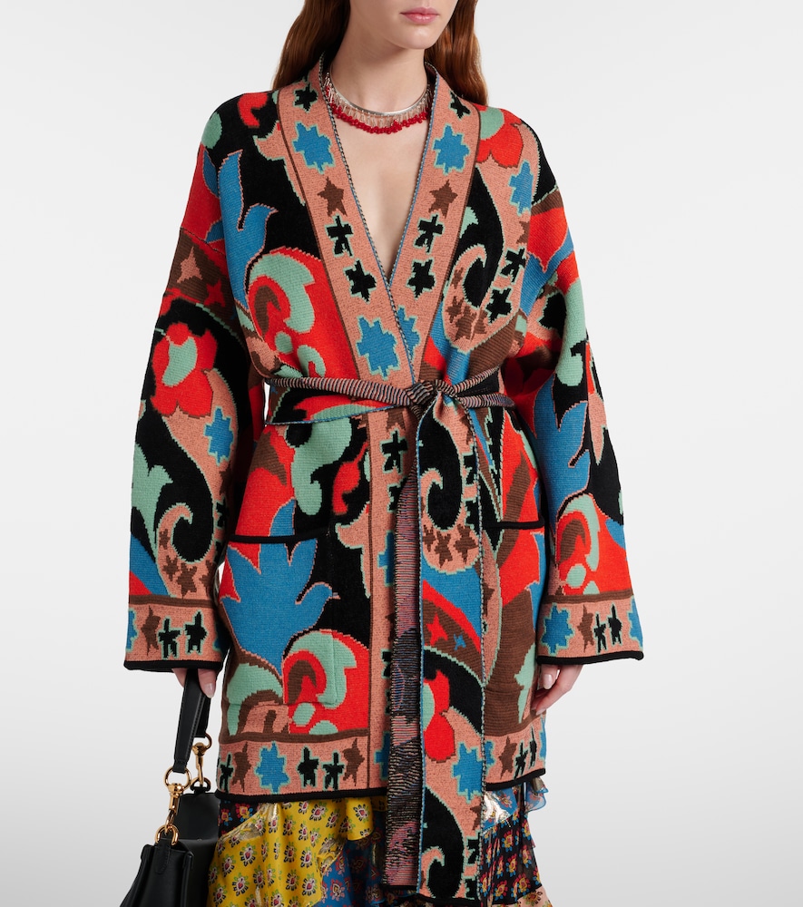  Etro Etro Jacquard Wool-blend Wrap Cardigan 