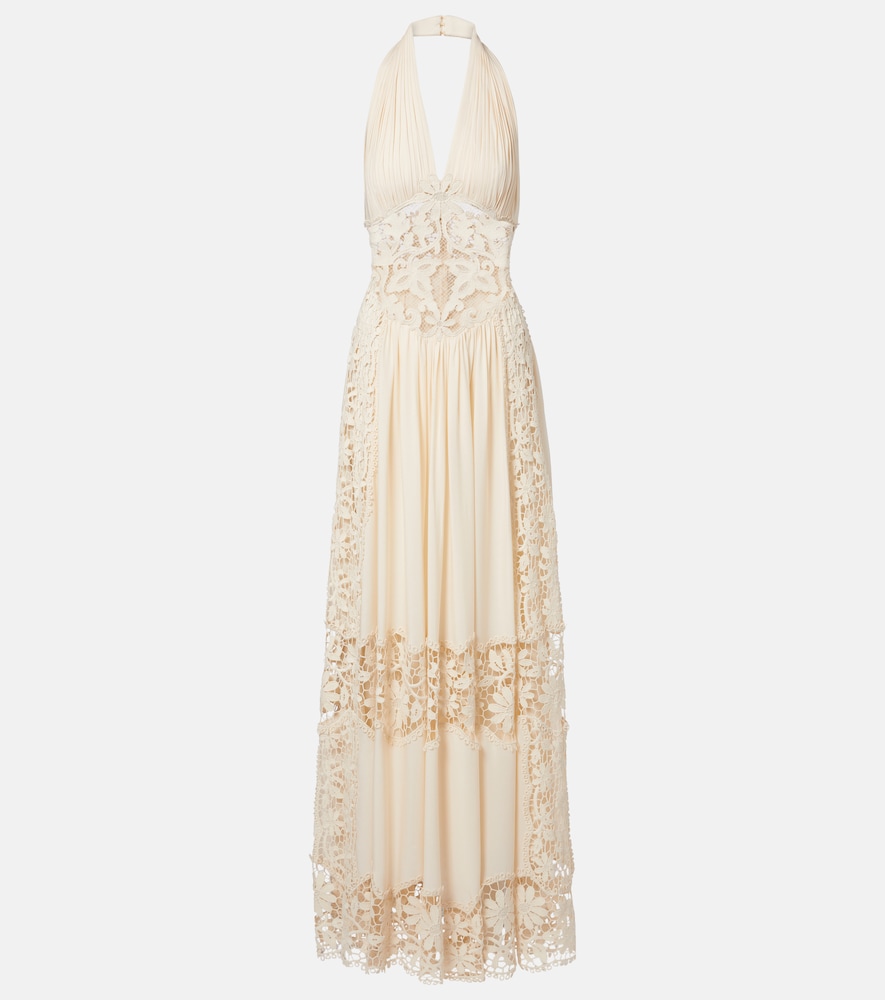 Elie Saab Georgette and macramé gown