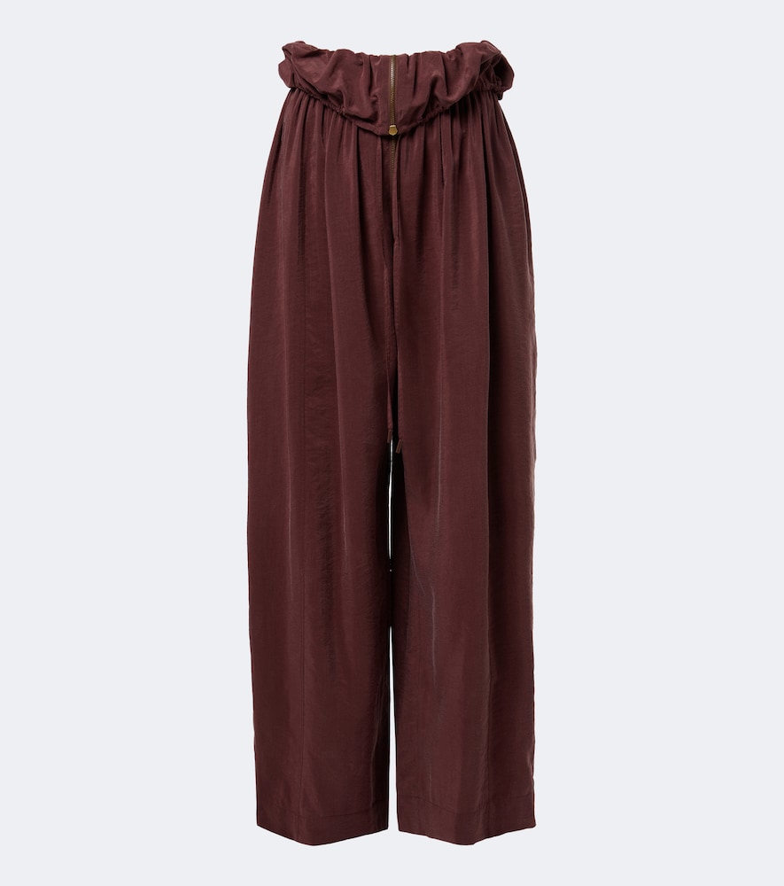 Chloé Silk-blend Poplin Wide-leg Pants In Burgundy