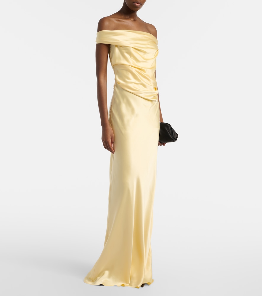  The Sei The Sei Bardot Draped Silk Charmeuse Gown 