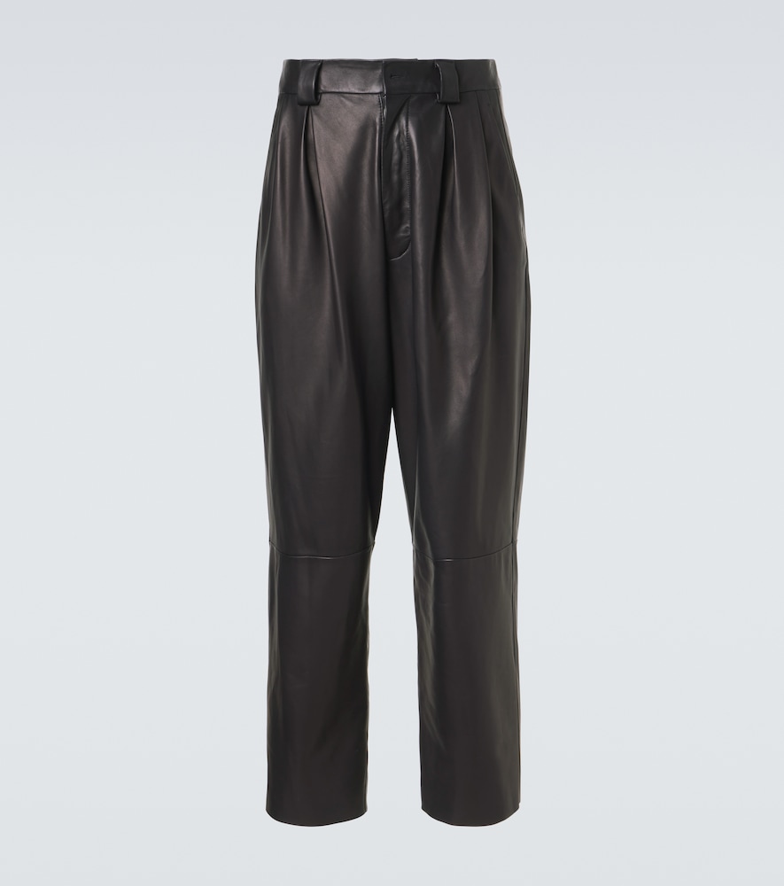 Giorgio Armani Archivio pleated leather straight pants