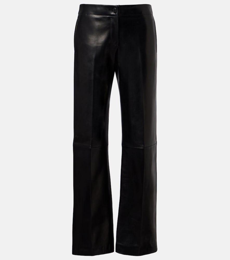 Khaite Mita Leather Straight Pants In Black