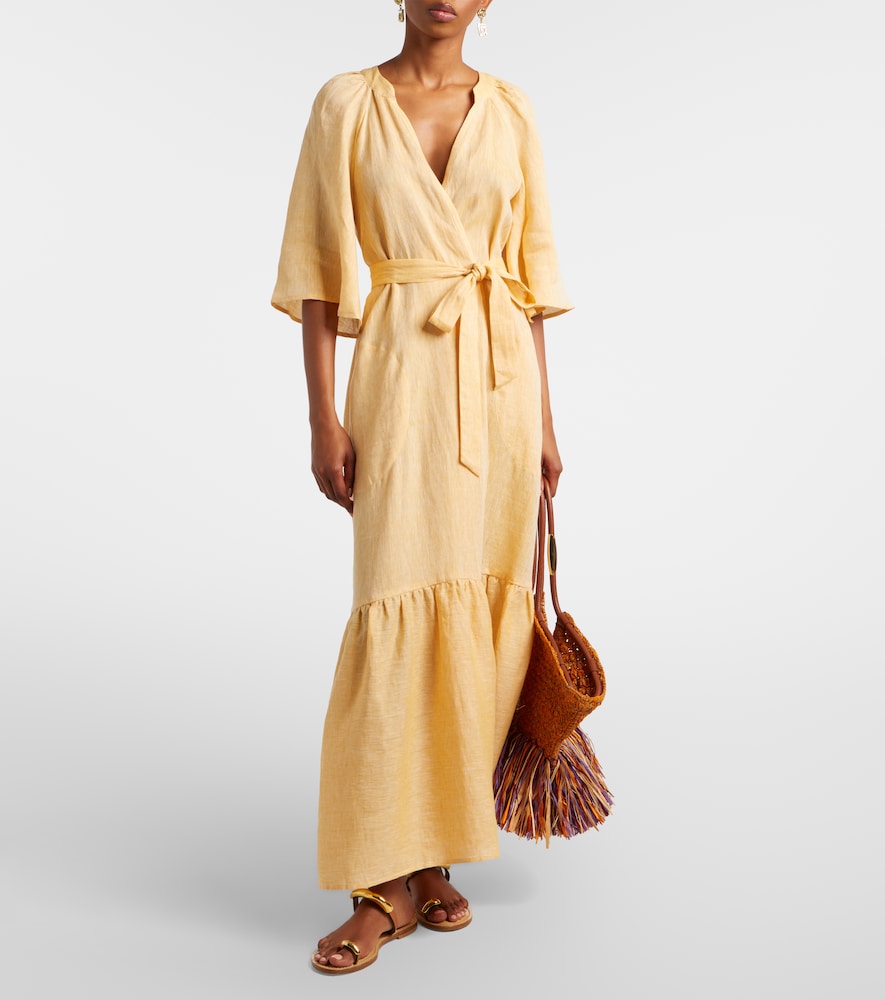 Eres Audacieuse belted linen midi dress