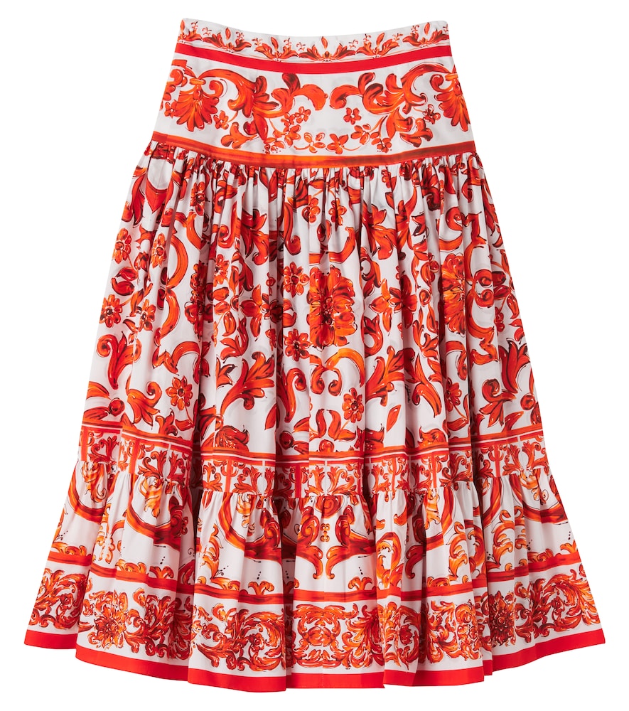 Dolce&Gabbana Kids Orange Majolica Cotton Poplin Skirt Y Size 14 - Mytheresa