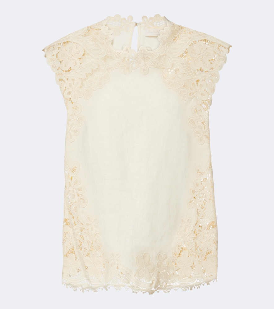 Top Amelie in lino con crochet