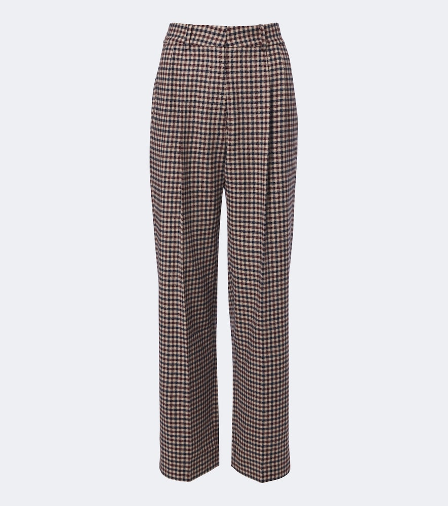 Blazé Milano Fox Checked Wool And Cashmere Straight Pants In Brown