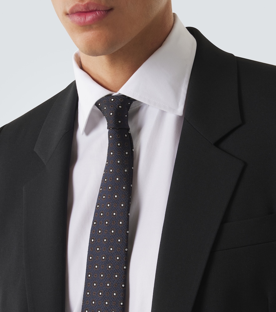 Polka-Dot Silk Jacquard Tie