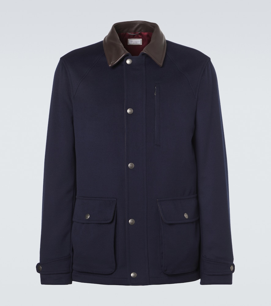Jacke aus Wolle und Leder