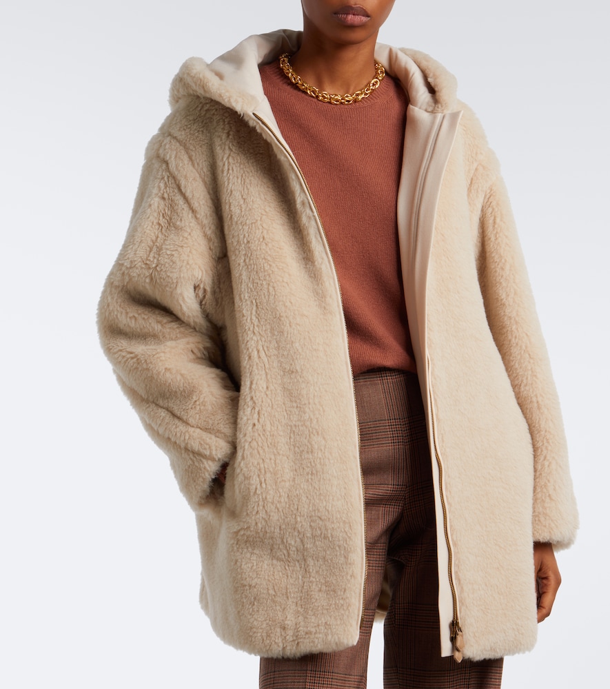 Hooded Alpaca, Wool, And Silk Zip-Up Coat