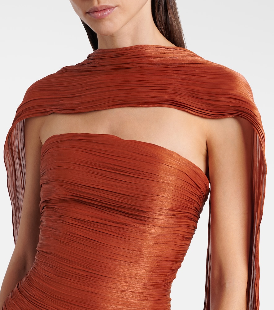 Marmar Halim Pleated taffeta bustier gown and scarf set | Thumbnail 4