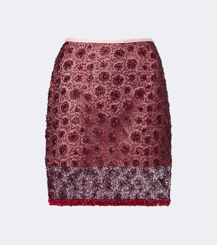 Posse Sofia Beaded Miniskirt In Burgundy