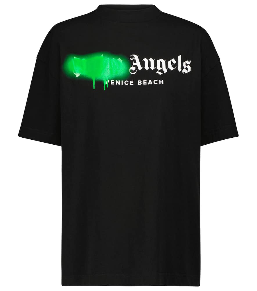 PALM ANGELS LOGO COTTON T-SHIRT,P00565921