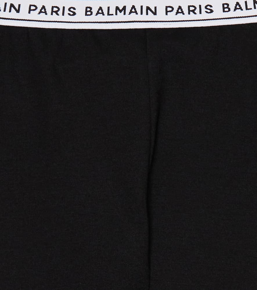Balmain Baby Logo Jersey Leggings In Black/gold