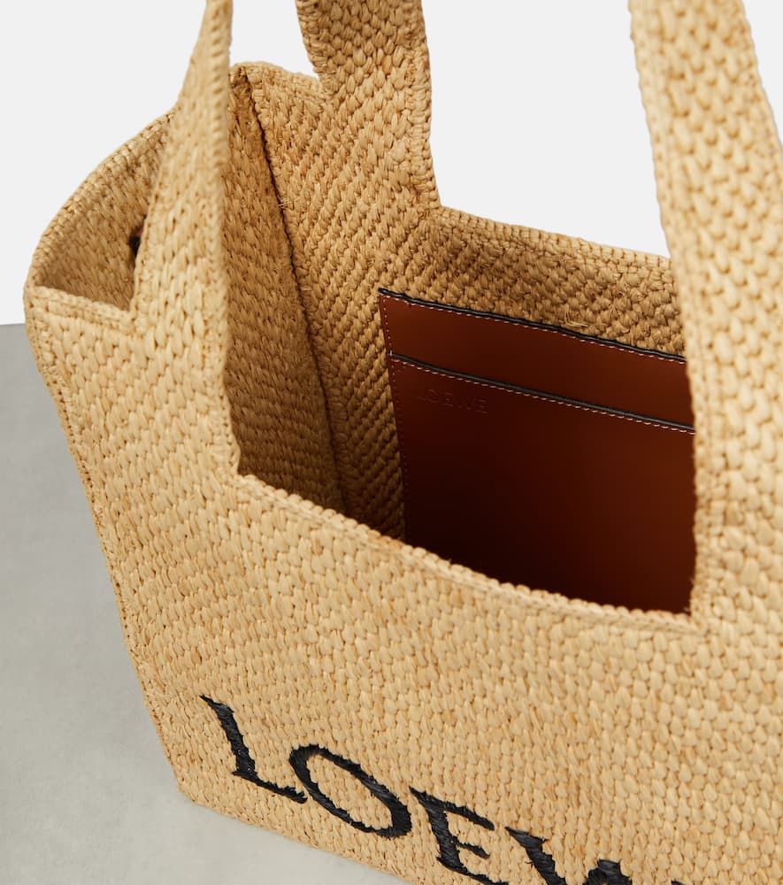 Paula's Ibiza Medium logo raffia tote bag