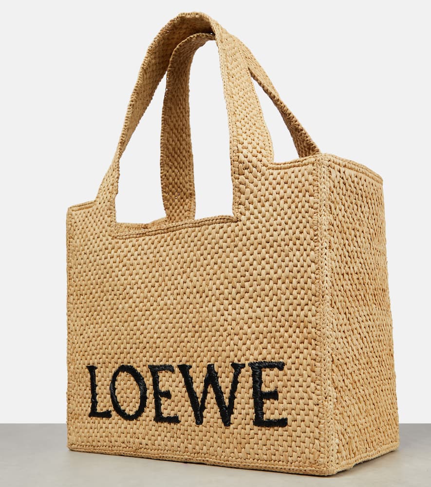 Paula's Ibiza Medium logo raffia tote bag