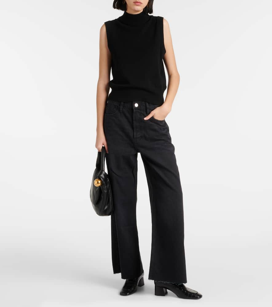 Shop Frame Le Low Baggy Low-rise Wide-leg Jeans In Black