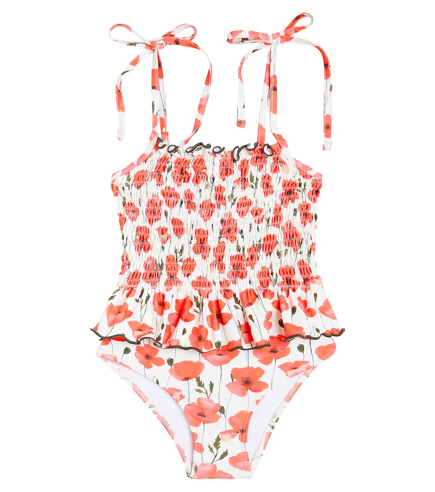 Suncracy Valencia Floral Smocked Swimsuit In Red