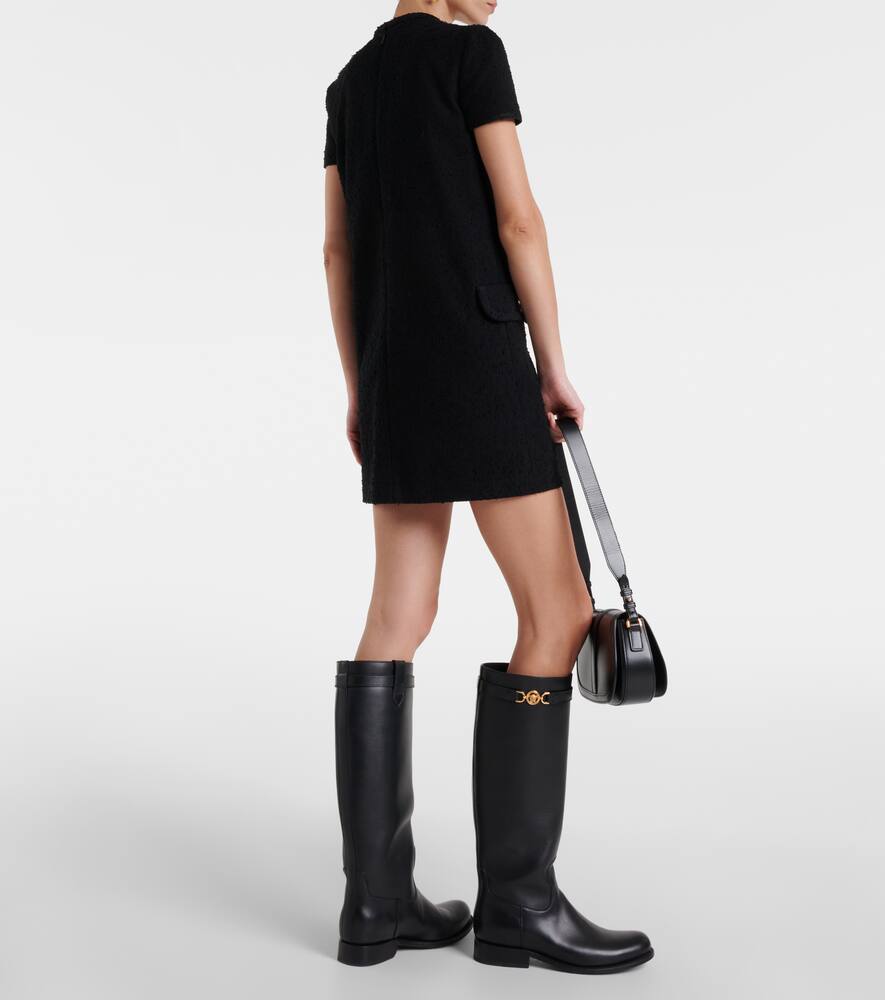 Versace Tweed Shift Minidress In Black