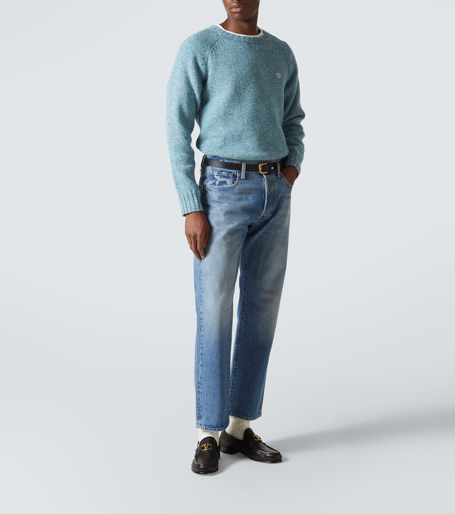 Valentino Vlogo Signature Virgin Wool Sweater In Turquoise