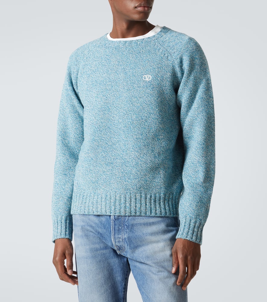 Valentino Vlogo Signature Virgin Wool Sweater In Turquoise