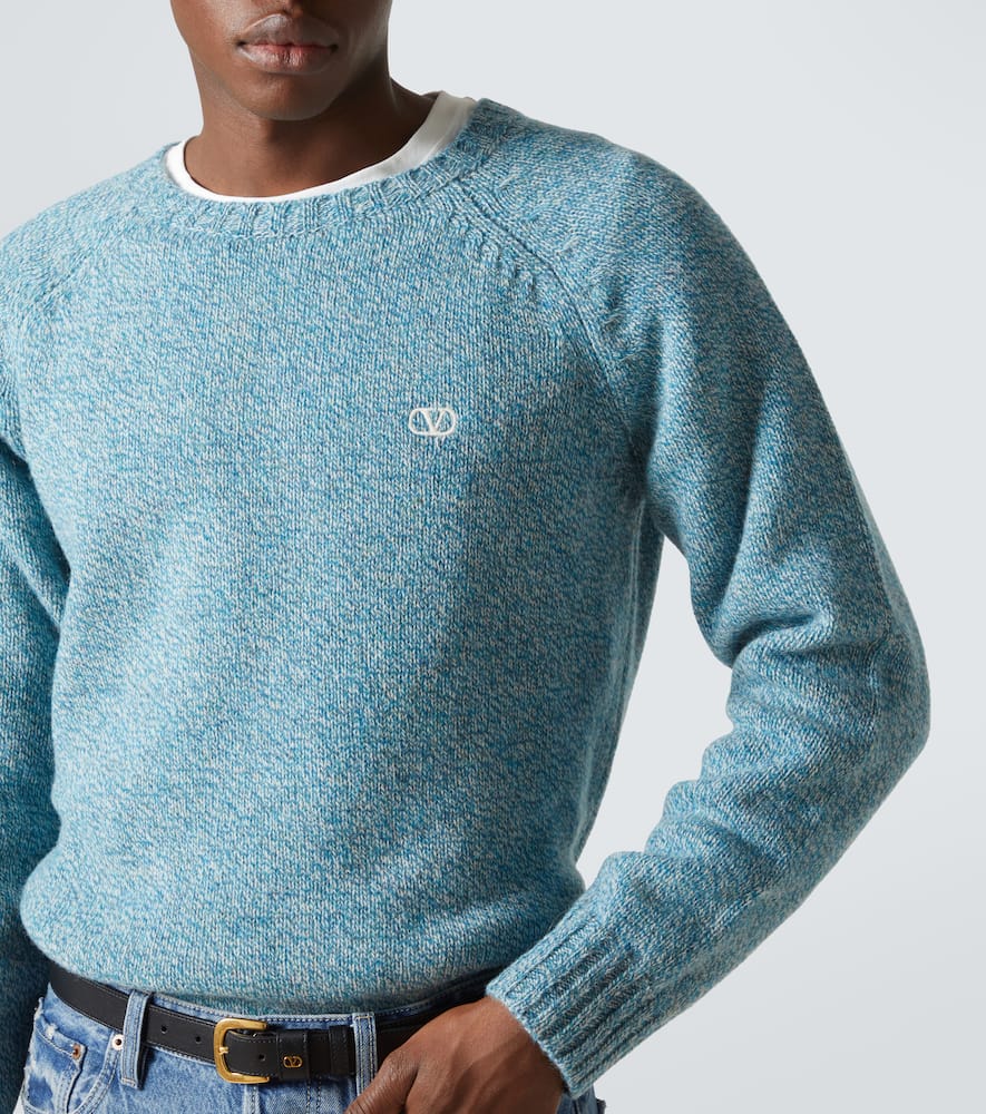 Valentino Vlogo Signature Virgin Wool Sweater In Turquoise