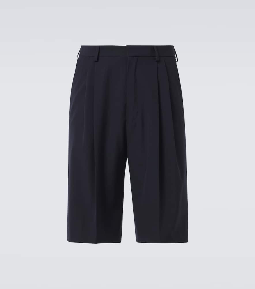 Dries Van Noten Wool Panrom Bermuda Shorts In Blue