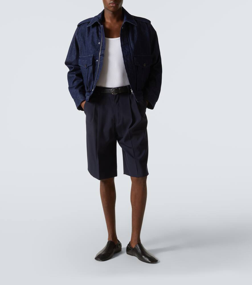 Dries Van Noten Wool Panrom Bermuda Shorts In Blue