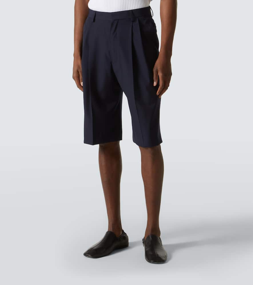 Dries Van Noten Wool Panrom Bermuda Shorts In Blue