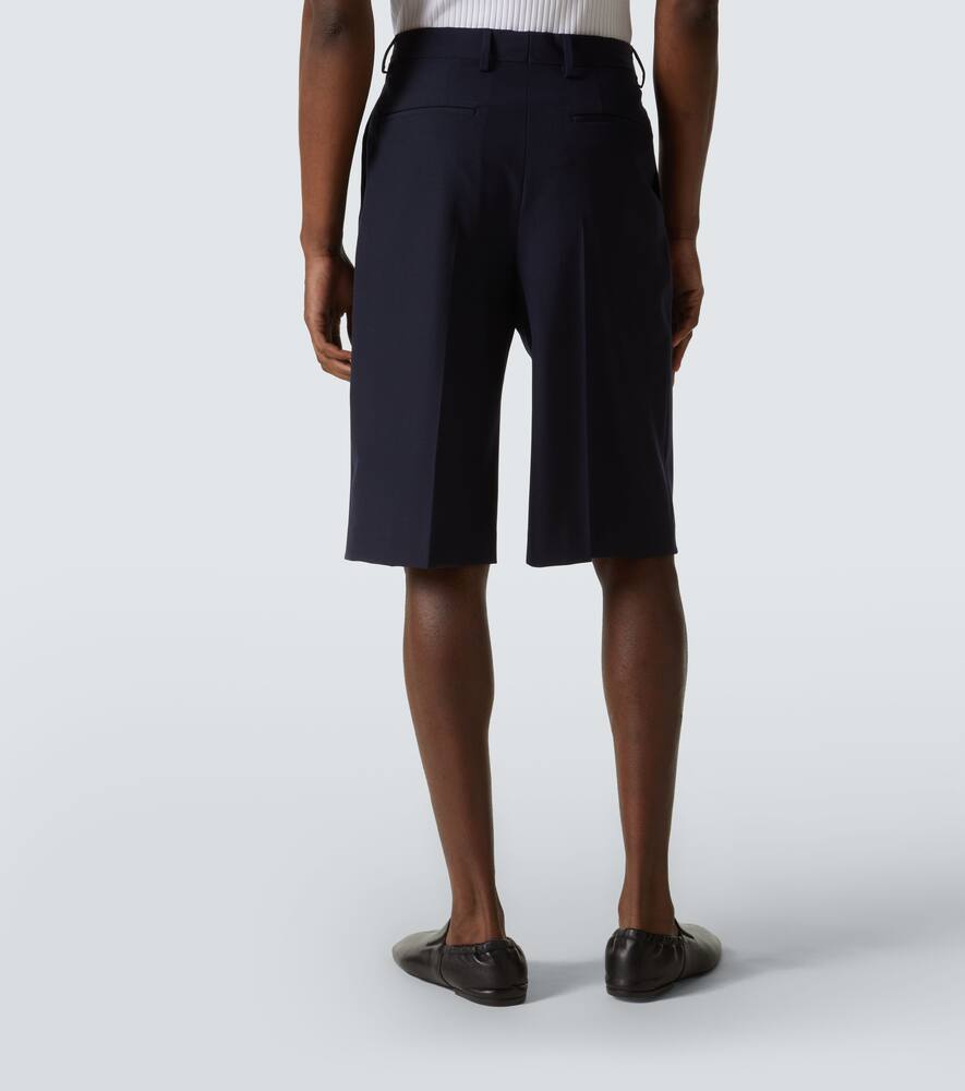 Dries Van Noten Wool Panrom Bermuda Shorts In Blue