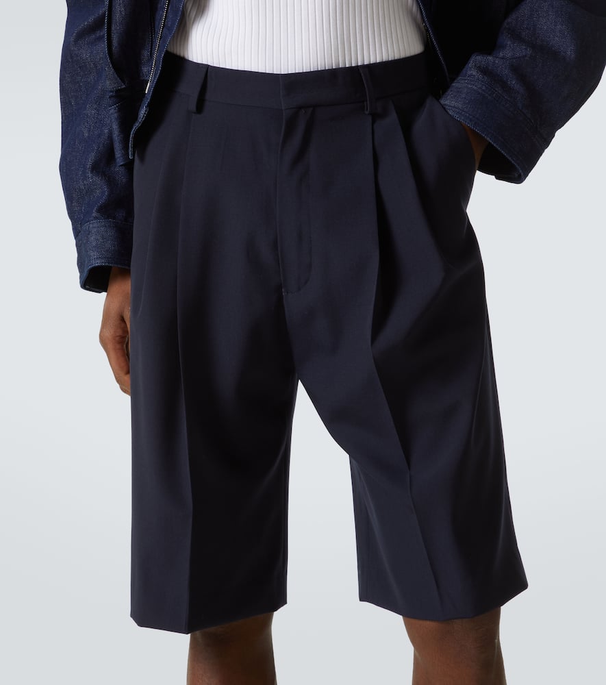 Dries Van Noten Wool Panrom Bermuda Shorts In Blue