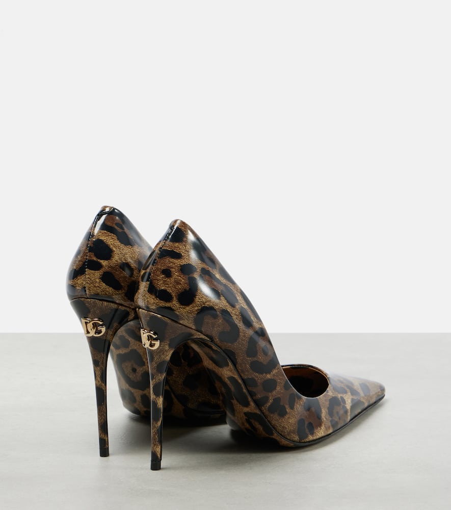Dolce & Gabbana 105 Leopard-print Polished Leather Pumps In Multicoloured