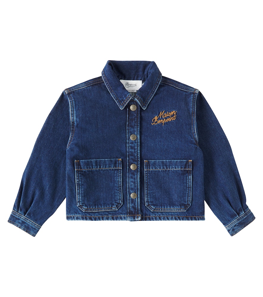 Bonpoint Eliza Embroidered Denim Jacket In Jean Clair
