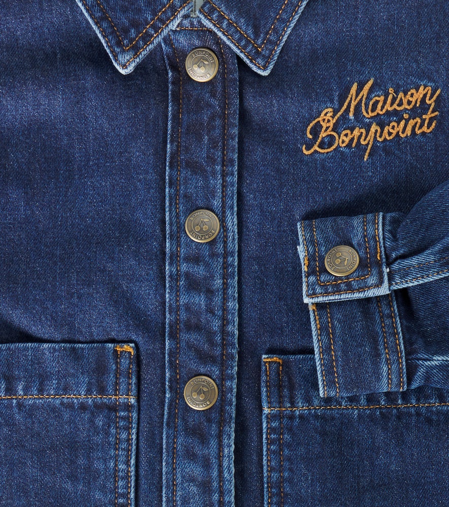 Bonpoint Eliza Embroidered Denim Jacket In Jean Clair