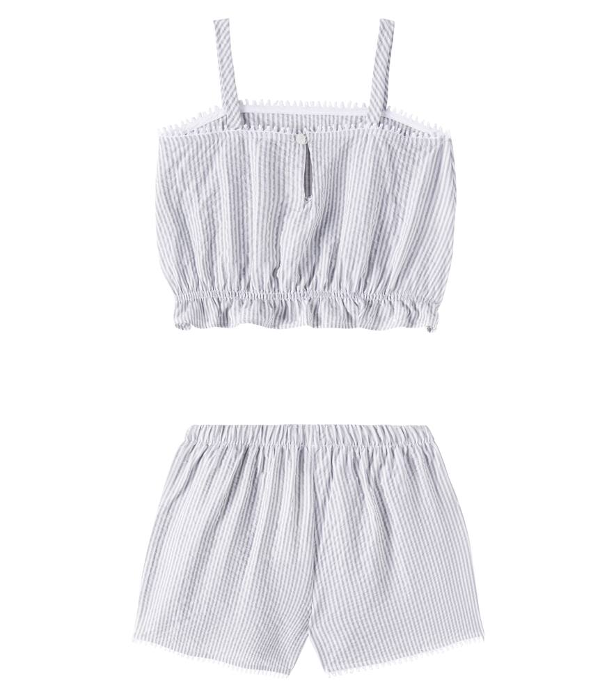 Il Gufo Cotton Top And Shorts Set In Grey