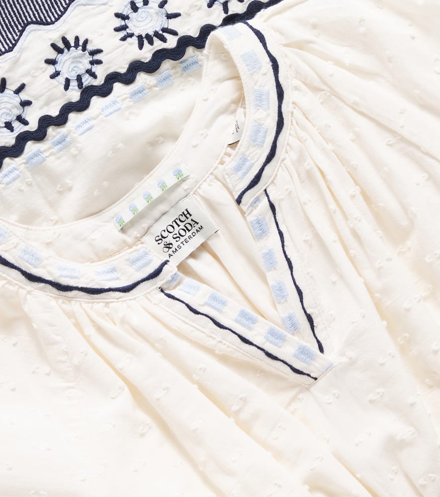 Scotch & Soda Kids' Embroidered Cotton Dress In Beige