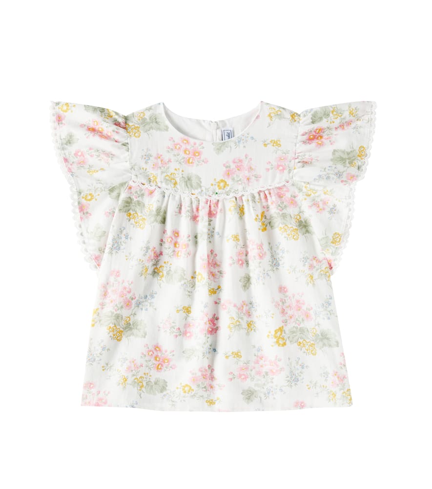 Tartine Et Chocolat Floral Linen And Cotton Top In Multicoloured