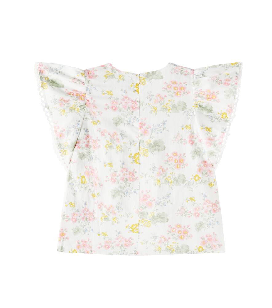 Tartine Et Chocolat Floral Linen And Cotton Top In Multicoloured