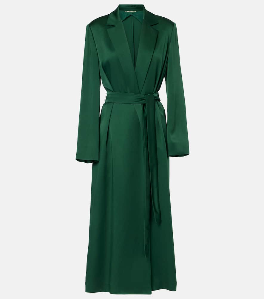 Max Mara Giselda Satin Wrap Coat In Green