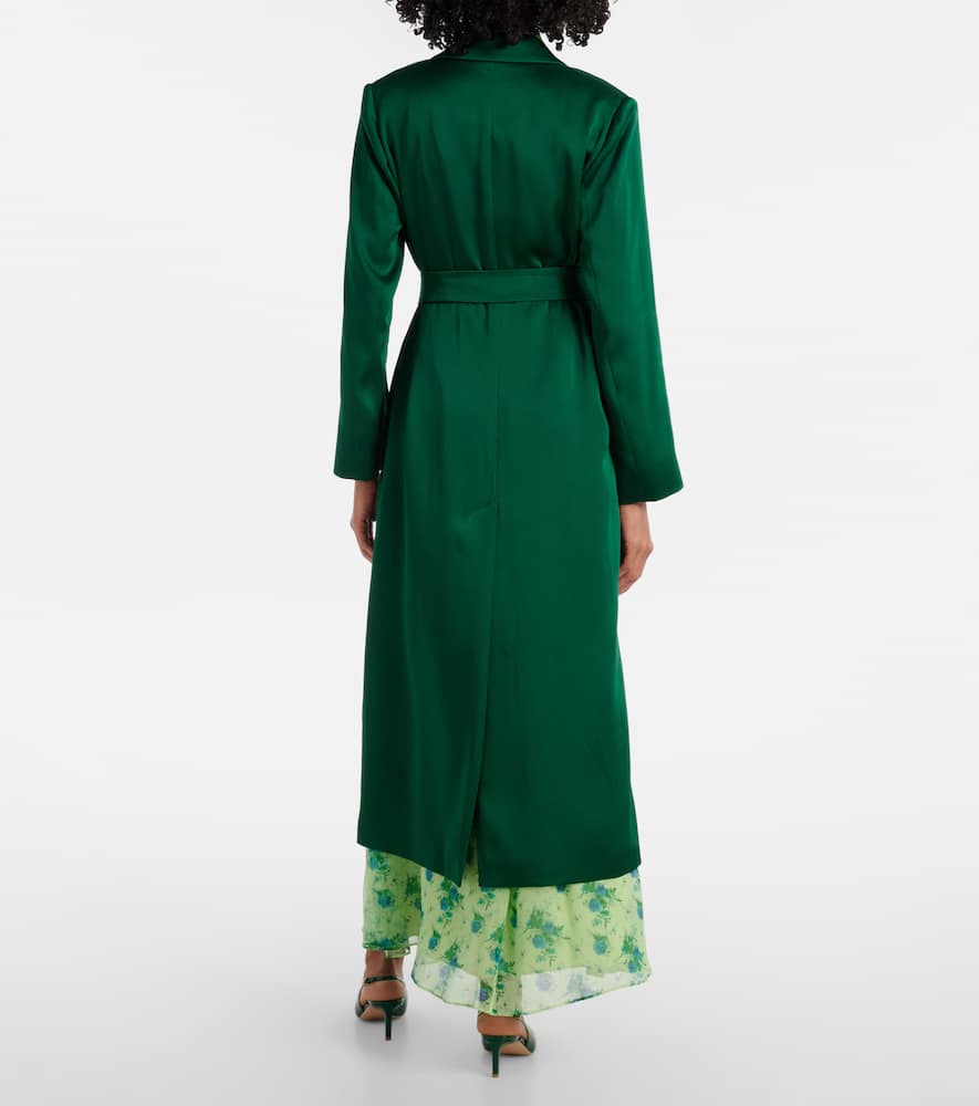 Max Mara Giselda Satin Wrap Coat In Green