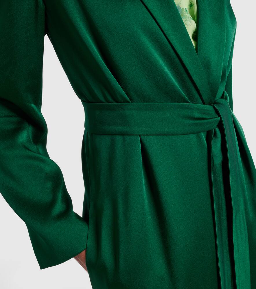 Max Mara Giselda Satin Wrap Coat In Green