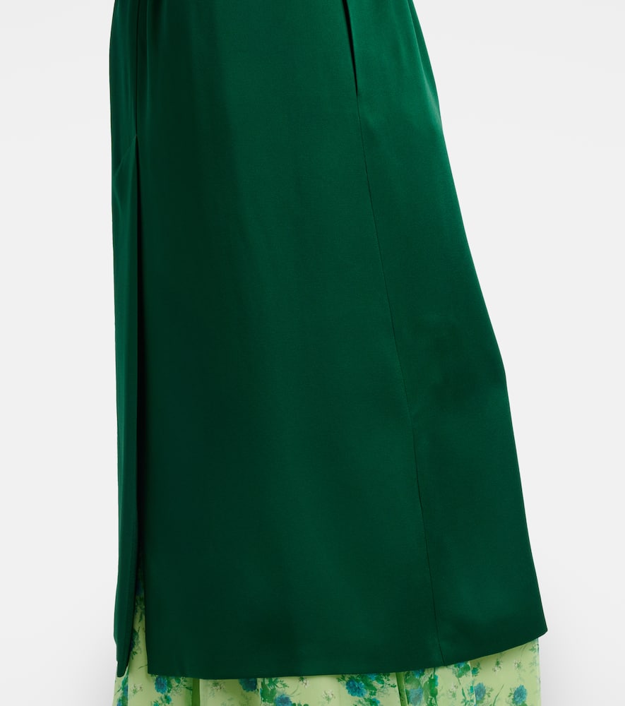 Max Mara Giselda Satin Wrap Coat In Green