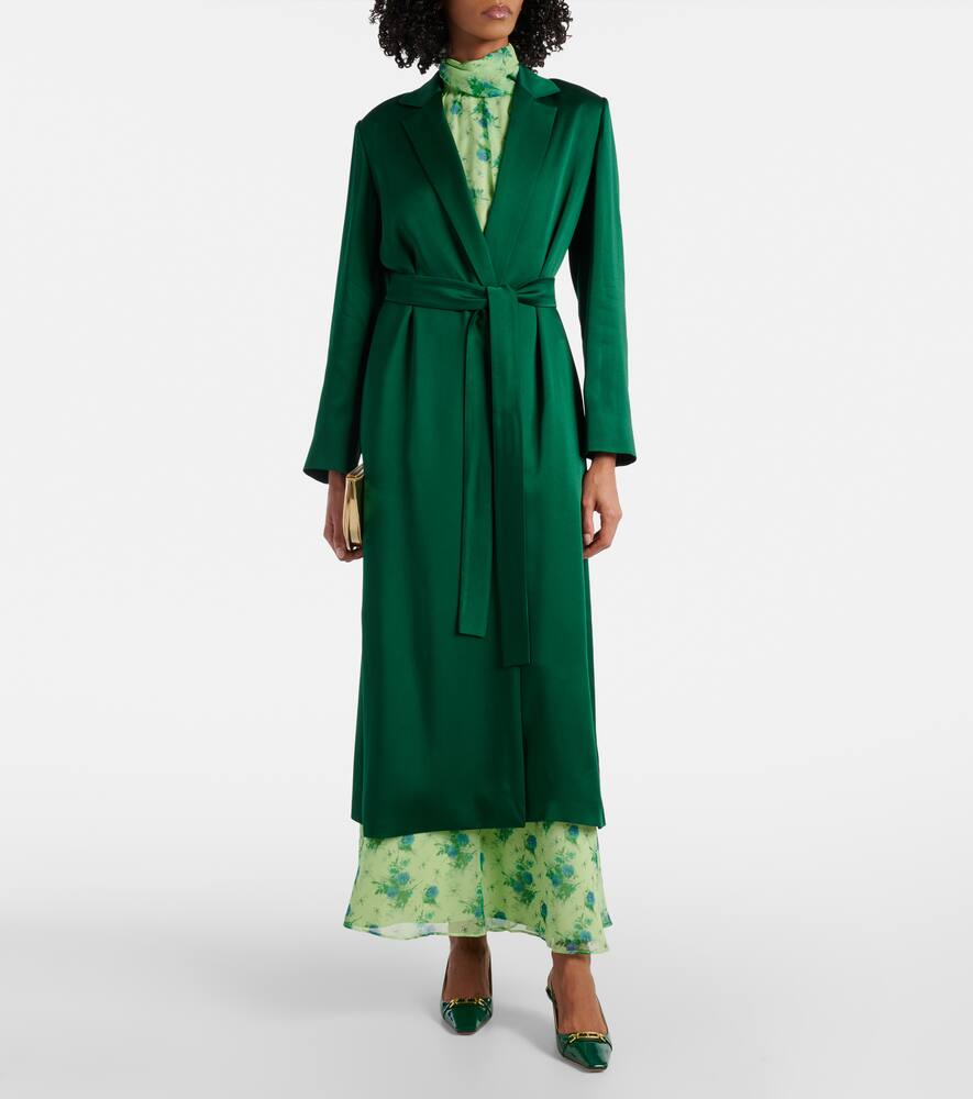 Max Mara Giselda Satin Wrap Coat In Green