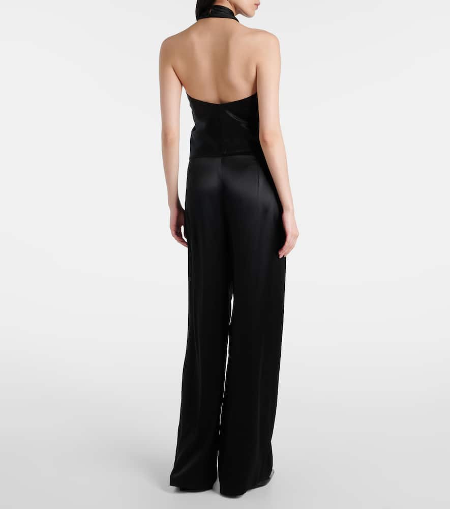 The Sei Draped Halterneck Silk Charmeuse Top
